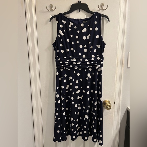 JESSICA HOWARD Navy White Polkadot Swing Dress - Picture 5 of 11